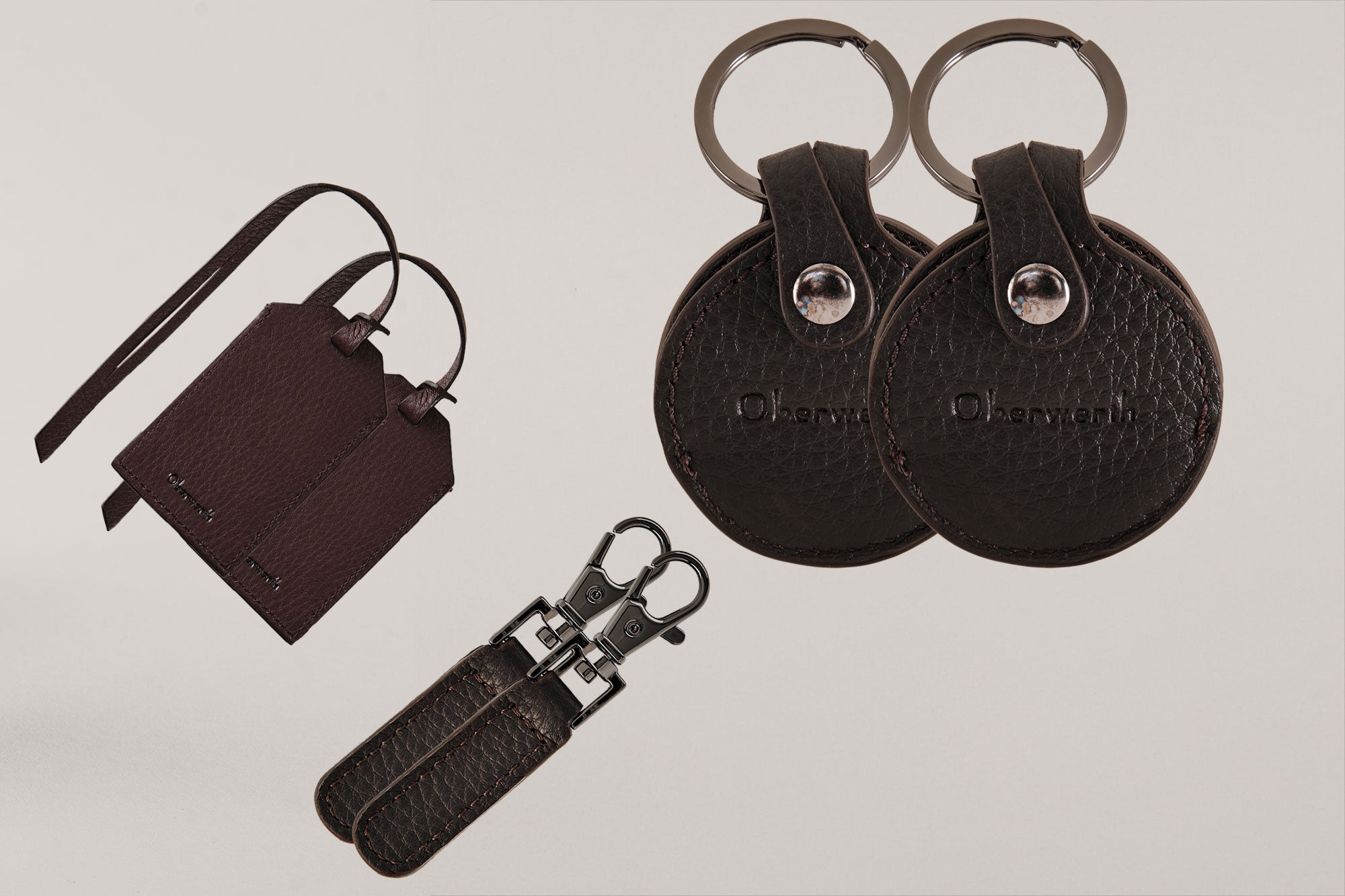 2 x Leather Luggage Tag + 2 x SpreeTag + 2 x Zipper Puller (dunkelbraun)