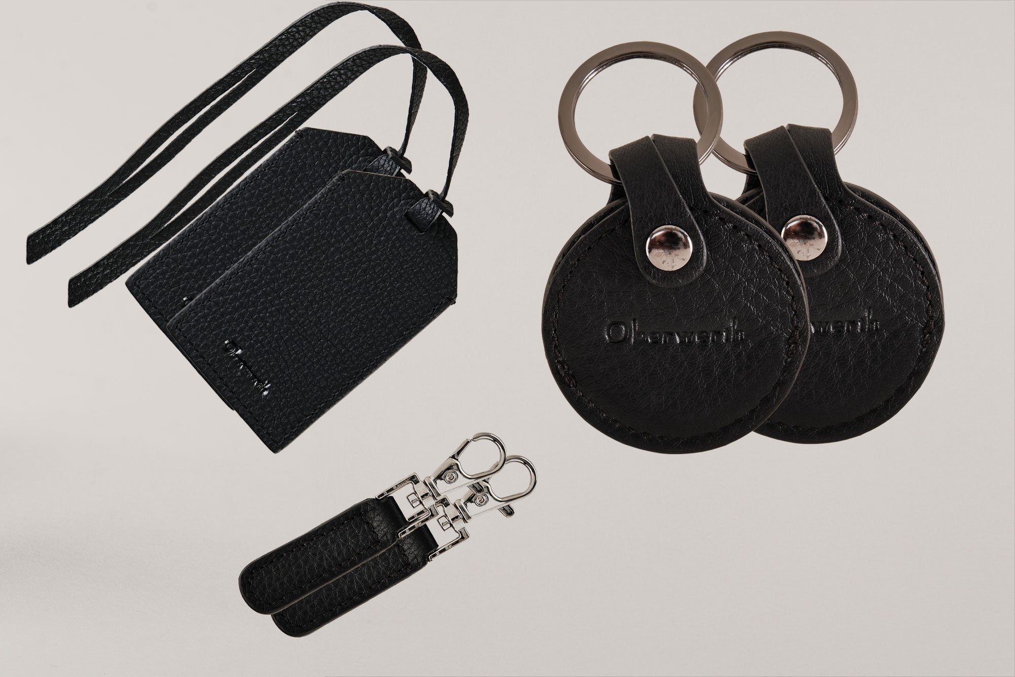 2 x Leather Luggage Tag + 2 x SpreeTag + 2 x Zipper Puller (schwarz)